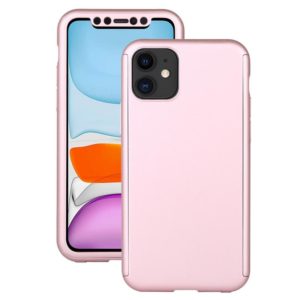 For iPhone 12 mini Shockproof PC Full Coverage Protective Case with Tempered Glass Film (Rose Gold) (OEM)