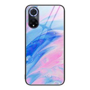 For Huawei Nova 9 Marble Pattern Glass Protective Phone Case(Pink) (OEM)