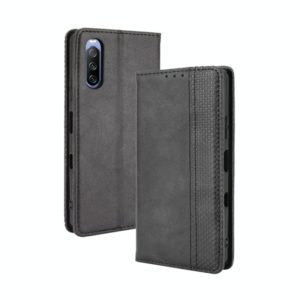 For Sony Xperia 10 III Magnetic Buckle Retro Pattern Horizontal Flip Leather Case with Holder & Card Slot & Wallet(Black) (OEM)