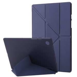 For Samsung Galaxy Tab A8 10.5 2021 Deformation Transparent Acrylic Horizontal Flip PU Leather Tablet Case(Blue) (OEM)