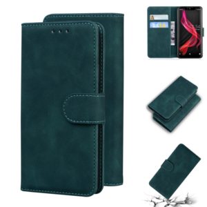 For Sharp Aquos Zero Skin Feel Pure Color Leather Phone Case(Green) (OEM)