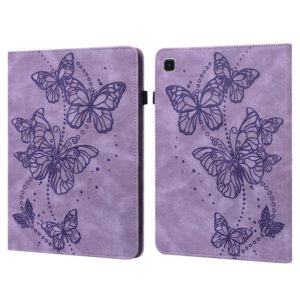 For Samsung Galaxy Tab A7 Lite T220/T225 Embossed Butterfly Pattern Horizontal Flip Leather Tablet Case(Purple) (OEM)