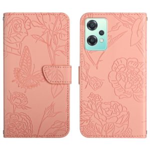 For OnePlus Nord CE2 Lite/Realme 9 Pro 5G/Realme V25 Skin Feel Butterfly Peony Embossed Leather Phone Case(Pink) (OEM)