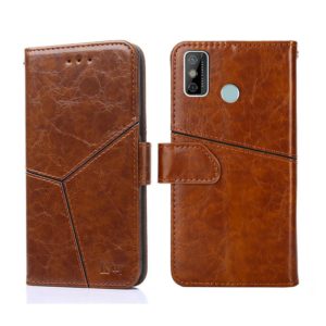 For Tecno Spark 6 GO Geometric Stitching Horizontal Flip Leather Phone Case(Light Brown) (OEM)