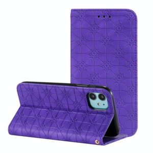 For iPhone 11 Pro Max Lucky Flowers Embossing Pattern Magnetic Horizontal Flip Leather Case with Holder & Card Slots(Purple) (OEM)