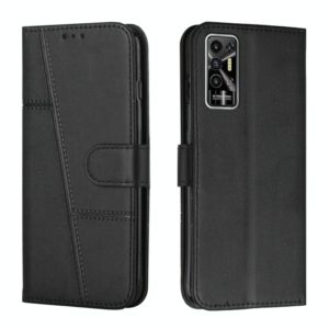 For Tecno Pova 2 Stitching Calf Texture Buckle Leather Phone Case(Black) (OEM)