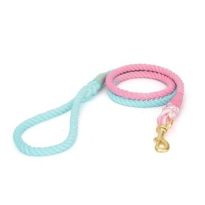 Gradient Dyed Woven Cotton Rope Pet Collar Neck Sleeve Leash(Pink Blue) (OEM)
