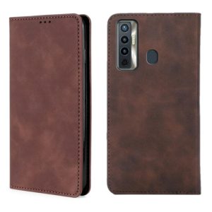 For Tecno Camon 17 Skin Feel Magnetic Horizontal Flip Leather Case with Holder & Card Slots(Dark Brown) (OEM)