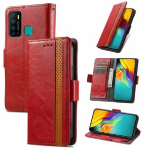 For Infinix Hot 9 CaseNeo Business Splicing Dual Magnetic Buckle Horizontal Flip PU Leather Case with Holder & Card Slots & Wallet(Red) (OEM)