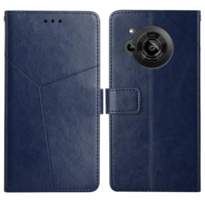 For Sharp Aquos R7 Y Stitching Horizontal Flip Leather Phone Case(Blue) (OEM)
