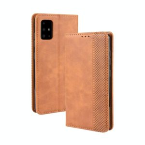 For Samsung Galaxy M51 Magnetic Buckle Retro Crazy Horse Texture Horizontal Flip Leather Case with Holder & Card Slots & Photo Frame(Brown) (OEM)