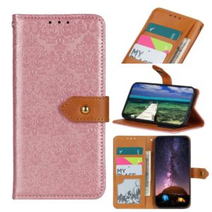 For Motorola Moto E32 4G European Floral Embossed Flip Leather Phone Case(Pink) (OEM)