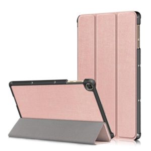 For Huawei Enjoy Tablet 2 10.1 inch / Honor Pad 6 10.1 inch Solid Color Horizontal Flip Leather Case with Three-folding Holder & Sleep / Wake-up Function(Rose Gold) (OEM)