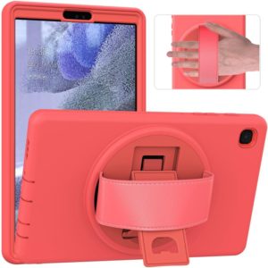 For Samsung Galaxy Tab A7 Lite 8.7 T220 360 Degree Rotation PC + TPU Protective Case with Holder & Hand-strap & Pen Slot(Pink) (OEM)