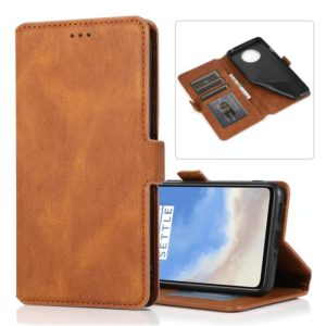 For OnePlus 7T Retro Magnetic Closing Clasp Horizontal Flip Leather Case with Holder & Card Slots & Photo Frame & Wallet(Brown) (OEM)