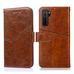 For Huawei P40 lite 5G Geometric Stitching Horizontal Flip TPU + PU Leather Case with Holder & Card Slots & Wallet(Light Brown) (OEM)