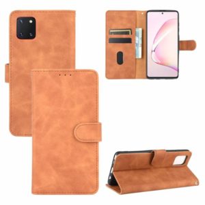 For Samsung Galaxy Note10 Lite /A81 Solid Color Skin Feel Magnetic Buckle Horizontal Flip Calf Texture PU Leather Case with Holder & Card Slots & Wallet(Brown) (OEM)