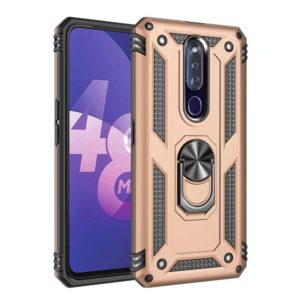 For OPPO F11 Pro Shockproof TPU + PC Protective Case with 360 Degree Rotating Holder(Gold) (OEM)
