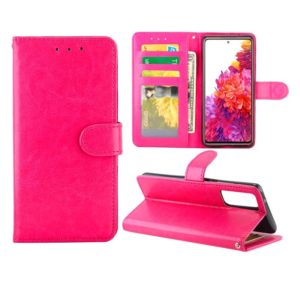 For Samsung Galaxy S20 FE 5G Crazy Horse Texture Leather Horizontal Flip Protective Case with Holder & Card Slots & Wallet & Photo Frame(Rose Red) (OEM)