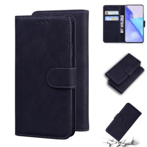 For OnePlus 9 Skin Feel Pure Color Flip Leather Phone Case(Black) (OEM)