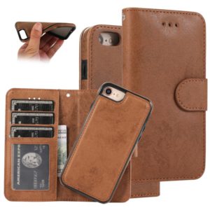 For iPhone SE 2022 / SE 2020 / 8 / 7 KLT888-2 Retro 2 in 1 Detachable Magnetic Horizontal Flip TPU + PU Leather Case with Holder & Card Slots & Photo Frame & Wallet(Brown) (OEM)