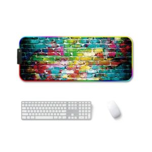 400x900x3mm F-01 Rubber Thermal Transfer RGB Luminous Non-Slip Mouse Pad(Colorful Brick) (OEM)