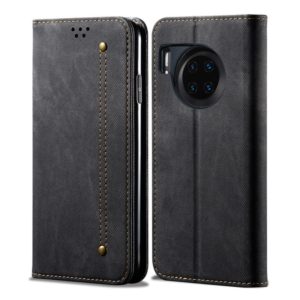 For Huawei Mate 30 Denim Texture Casual Style Horizontal Flip Leather Case with Holder & Card Slots & Wallet(Black) (OEM)