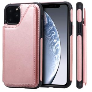For iPhone 11 Pro Shockproof Calf Texture Protective Case with Holder & Card Slots & Frame(Rose Gold) (OEM)