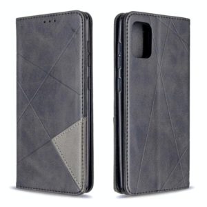 For Samsung Galaxy A31 Rhombus Texture Horizontal Flip Magnetic Leather Case with Holder & Card Slots & Wallet(Black) (OEM)