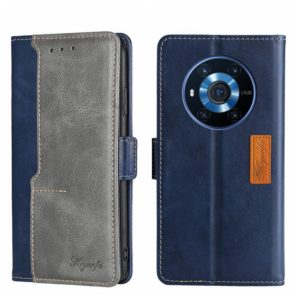 For Honor Magic3 Contrast Color Side Buckle Leather Phone Case(Blue + Grey) (OEM)