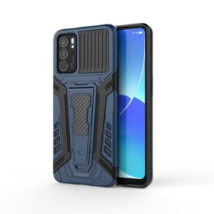 For OPPO Reno6 5G War Chariot Series Armor All-inclusive Shockproof PC + TPU Protective Case with Invisible Holder(Blue) (OEM)