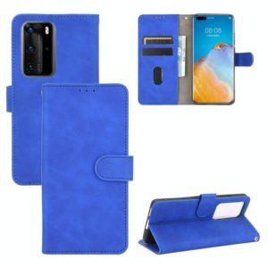 For Huawei P40 Pro Solid Color Skin Feel Magnetic Buckle Horizontal Flip Calf Texture PU Leather Case with Holder & Card Slots & Wallet(Blue) (OEM)