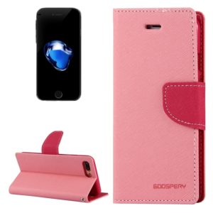 GOOSPERY FANCY DIARY for iPhone 8 Plus & 7 Plus Cross Texture Horizontal Flip Leather Case with Card Slots & Wallet & Holder(Pink) (GOOSPERY) (OEM)