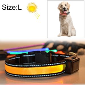 Medium and Large Dog Pet Solar + USB Charging LED Light Collar, Neck Circumference Size: L, 50-60cm(Yellow) (OEM)