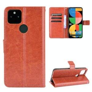 For Google Pixel 5a 5G Crazy Horse Texture Horizontal Flip Leather Case with Holder & Card Slots & Lanyard(Brown) (OEM)