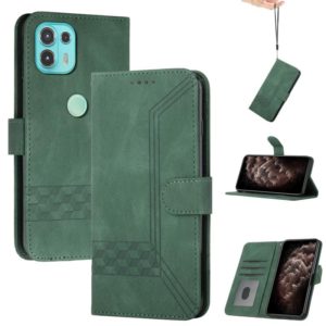 For Motorola Edge 20 Lite Cubic Skin Feel Flip Leather Phone Case(Dark Green) (OEM)