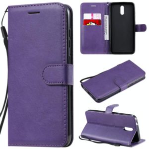 For Nokia 2.3 Solid Color Horizontal Flip Protective Leather Case with Holder & Card Slots & Wallet & Photo Frame & Lanyard(Purple) (OEM)