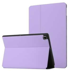 For Samsung Galaxy Tab A7 10.4 T500 Dual-Folding Horizontal Flip Tablet Leather Case with Holder & Sleep / Wake-up Function(Light Purple) (OEM)
