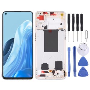 Original LCD Screen For OPPO Reno7 5G China PFJM10 Digitizer Full Assembly with Frame (Gold) (OEM)