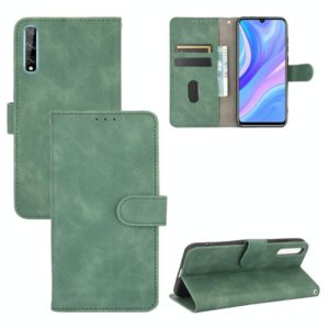 For Huawei Y8p / Enjoy 10s Solid Color Skin Feel Magnetic Buckle Horizontal Flip Calf Texture PU Leather Case with Holder & Card Slots & Wallet(Green) (OEM)