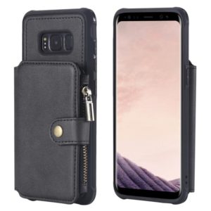 For Galaxy S8 Zipper Shockproof Protective Case with Card Slots & Bracket & Photo Holder & Wallet Function(Black) (OEM)