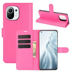 For Xiaomi Mi 11 Litchi Texture Horizontal Flip Protective Case with Holder & Card Slots & Wallet(Rose red) (OEM)