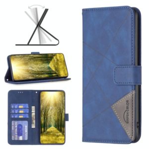 For Sony Xperia 1 III BF05 Magnetic Buckle Rhombus Texture Leather Phone Case(Blue) (OEM)