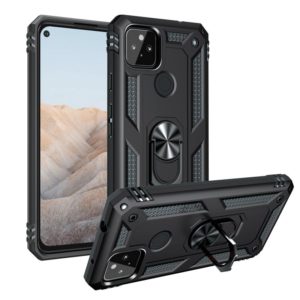 For Google Pixel 5a 5G Shockproof TPU + PC Protective Case with 360 Degree Rotating Holder(Black) (OEM)