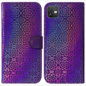 For Wiko Y82 Colorful Magnetic Buckle Leather Phone Case(Purple) (OEM)