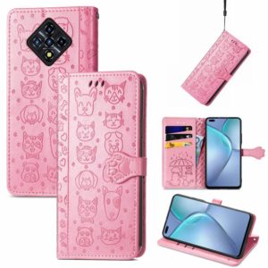 For Infinix Zero 8 Cat and Dog Embossed Horizontal Flip Phone Leather Case with Holder & Card Slot & Wallet & Lanyard(Pink) (OEM)