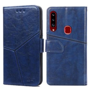 For Samsung Galaxy A20s Geometric Stitching Horizontal Flip TPU + PU Leather Case with Holder & Card Slots & Wallet(Blue) (OEM)