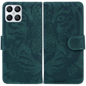 For Honor X8 Tiger Embossing Pattern Horizontal Flip Leather Phone Case(Green) (OEM)