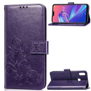 Lucky Clover Pressed Flowers Pattern Leather Case for ASUS ZB631KL, with Holder & Card Slots & Wallet & Hand Strap (Purple) (OEM)