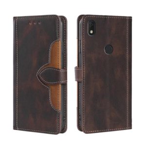 For Alcatel Axel/Lumos Stitching Skin Feel Magnetic Buckle Horizontal Flip PU Leather Case(Brown) (OEM)